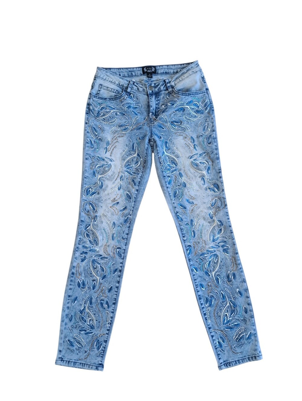 A.Z.I Sequin Embroidered Skinny Jeans Size 2